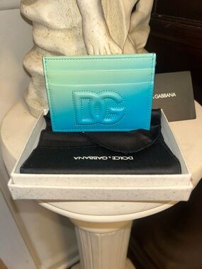 Dolce & Gabbana Turquoise to Aqua Ombré Leather Card Holder